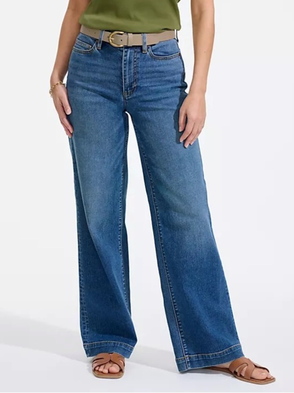 Lands’ End wide leg stretch denim jeans 10